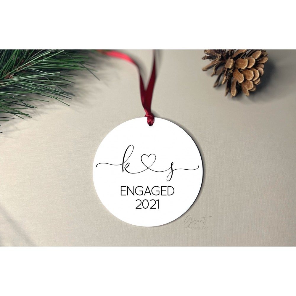 Acrylic Christmas Ornament - Engaged 2021 - Engagement Ornament