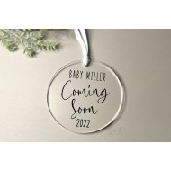 Acrylic Christmas Ornament - Baby Coming Soon