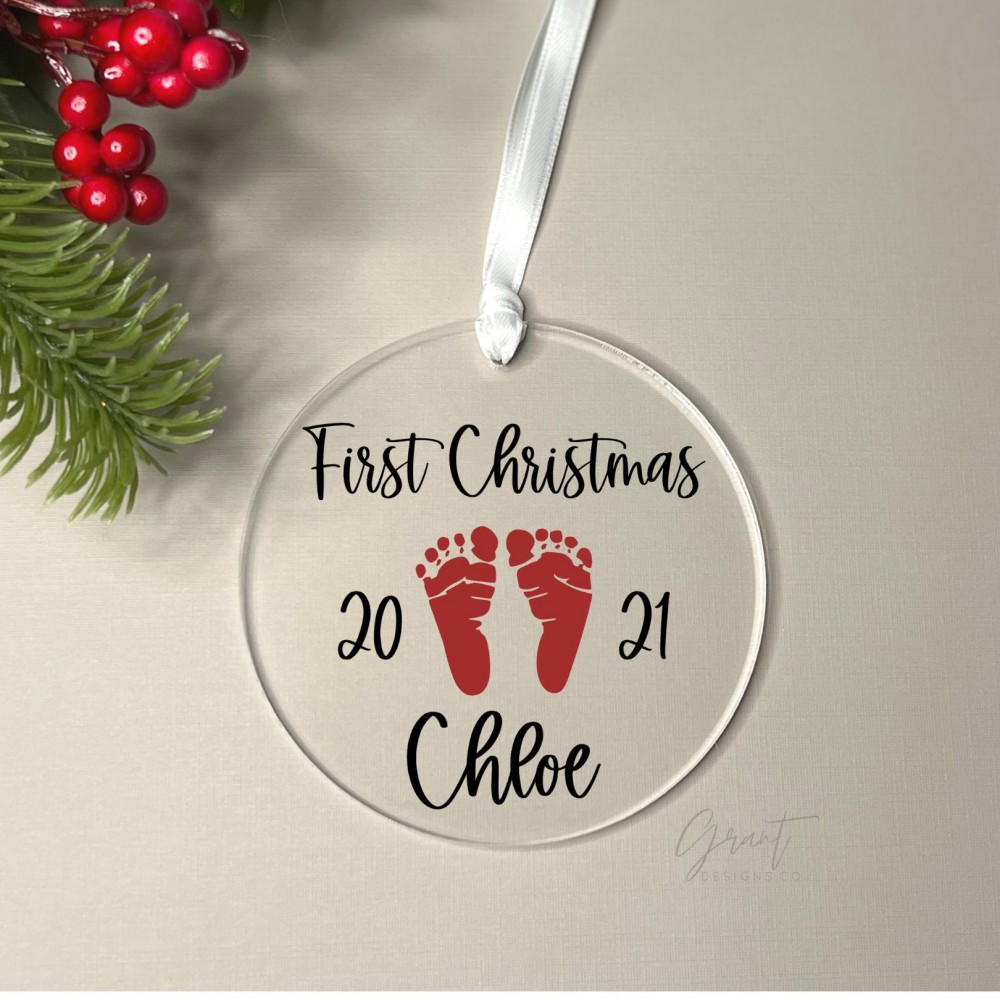 Acrylic Christmas Ornament - Baby's First Christmas -