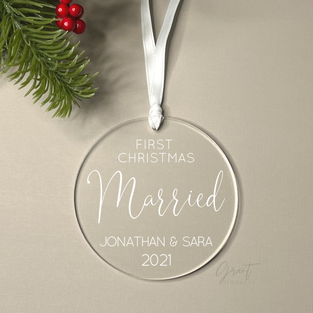 Acrylic Christmas Ornament - First Christmas Married