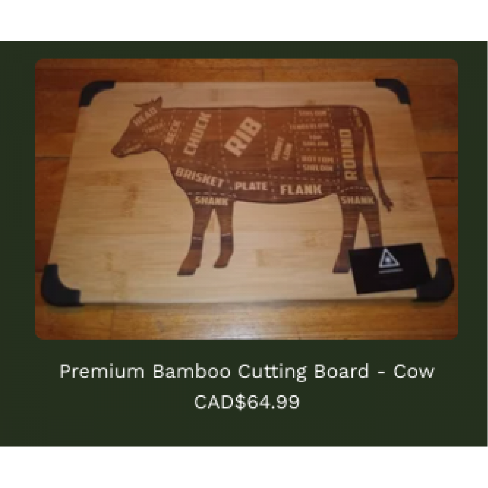 Premium Bamboo Cutting Board - Cow