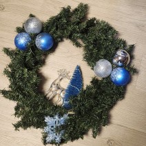 Wreath - Blue Tree and Glass Reindeer